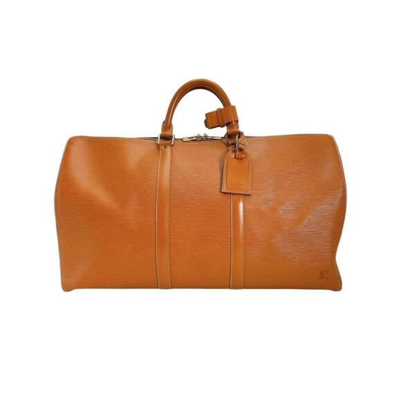 LOUIS VUITTON Brown Leather Keepall 50 Boston Bag - Picture 1 of 16